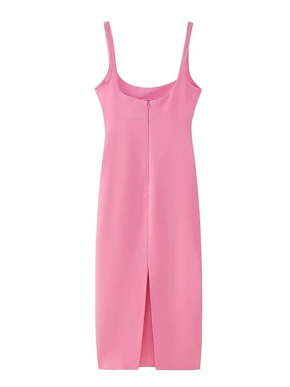 Scoop Neck Tank Strap Bustier Seam Bodycon Midi Dress