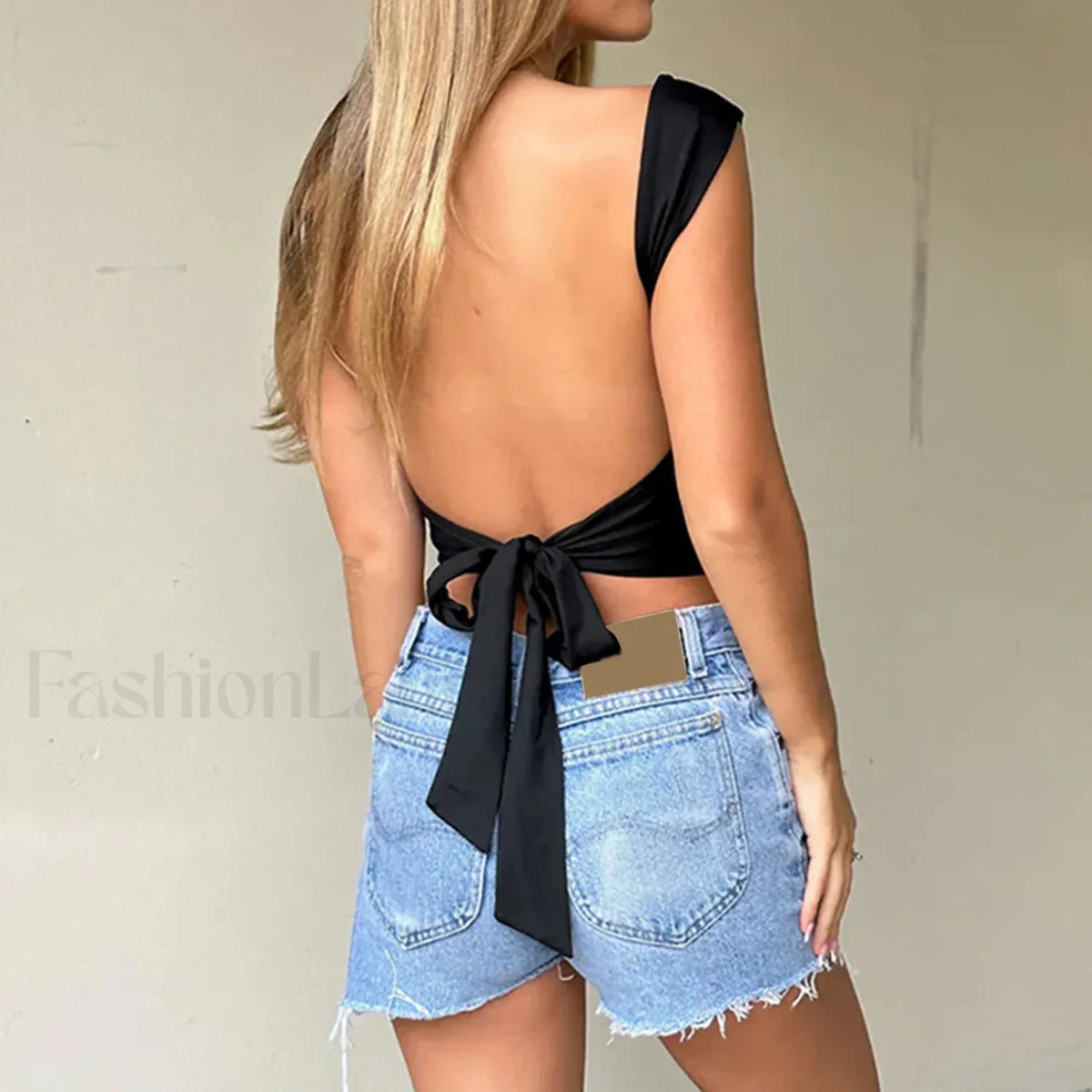 Solid Back Tie-Up Crop Top