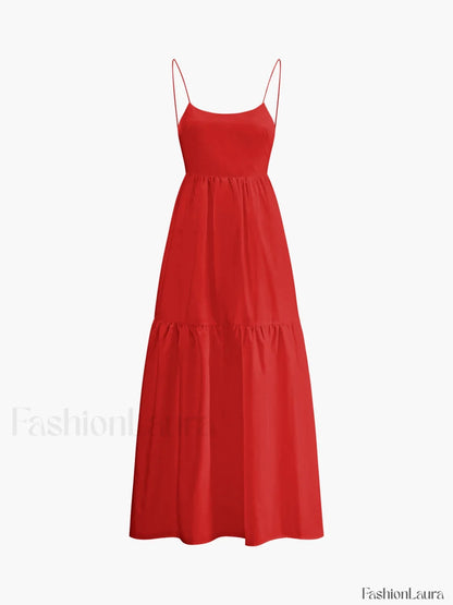 Solid Backless Long Dress