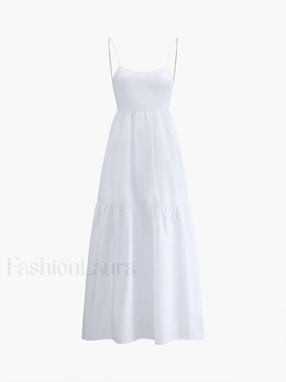 Solid Backless Long Dress