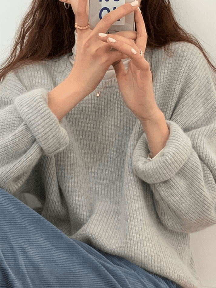 Solid Color Crew Neck Pullover Sweater