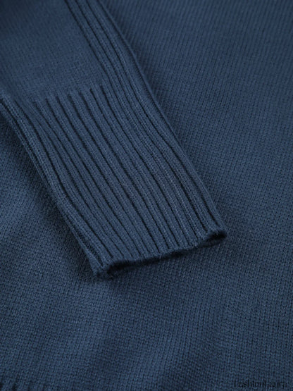 Solid High Neck Knit Sweater