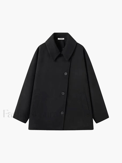 Solid Oversized Pocket Button Coat