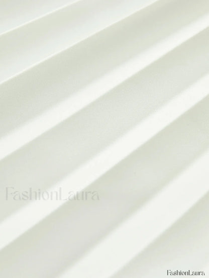 Solid Pleated Strapless Split Dress