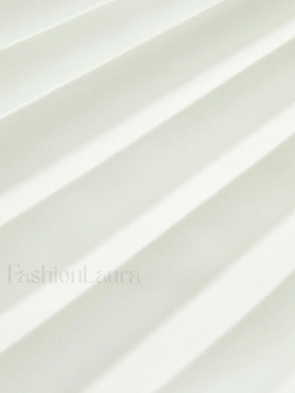 Solid Pleated Strapless Split Dress