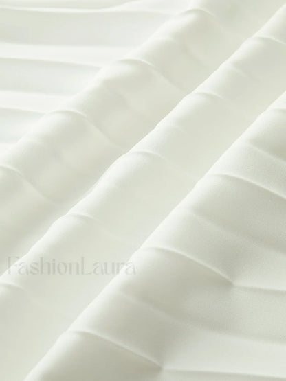 Solid Pleated Strapless Split Dress