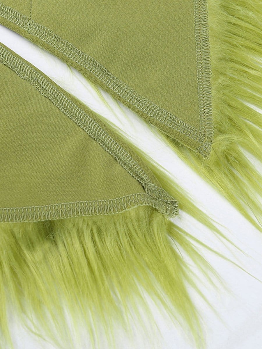 One Shoulder Cross Strap Feather Hem Bodycon Midi Dress