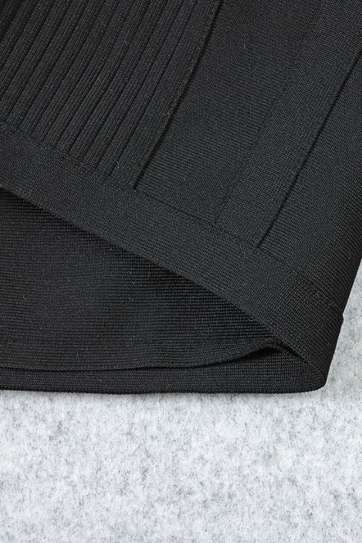 Classic Black Sweetheart Cold Shoulder Criss Cross Seam Bandage Mini Dress