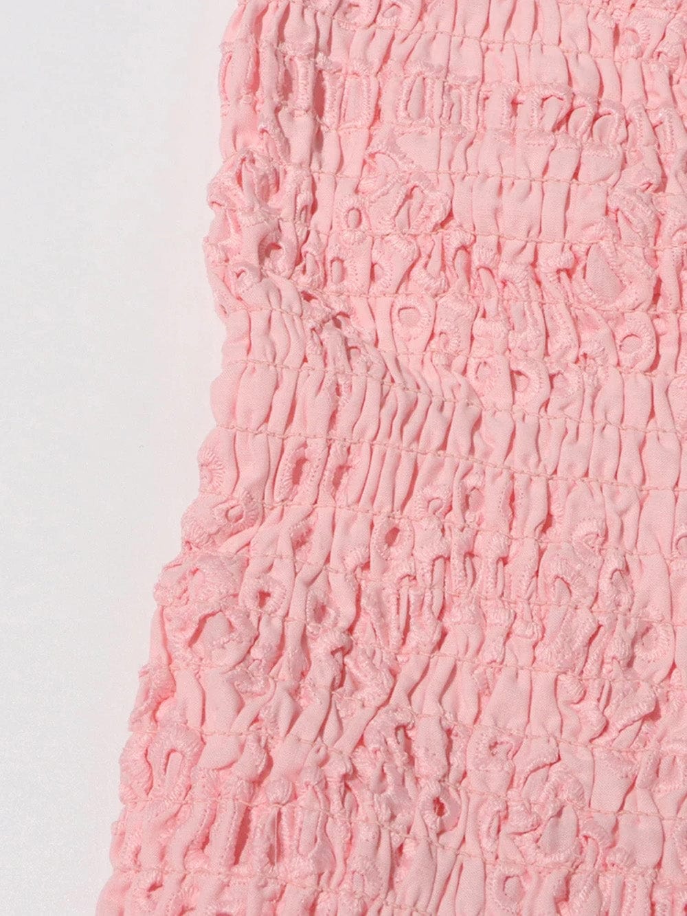 Eyelet Embroidery Smocked Strapless Tiered Ruffle Mini Dress