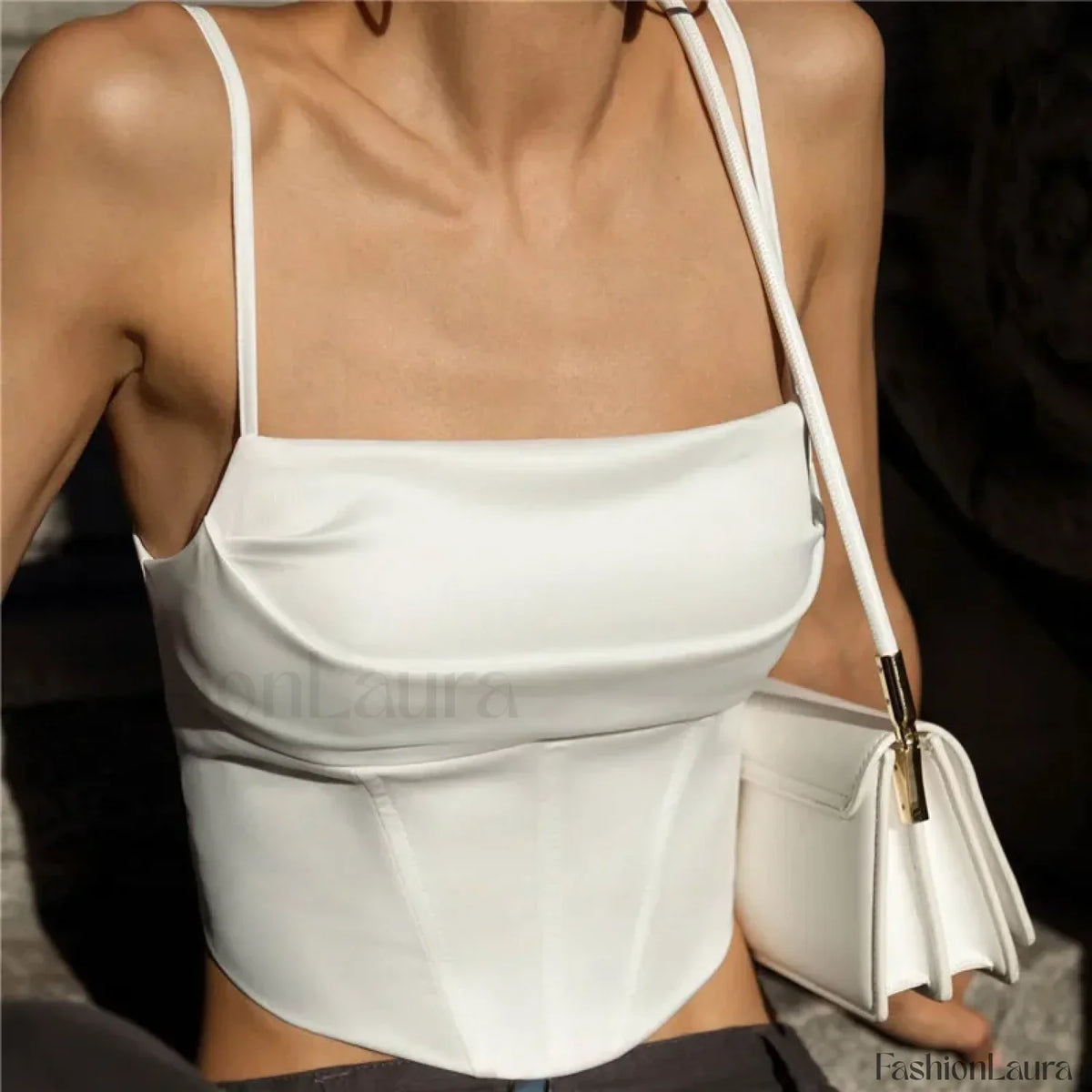 Spaghetti Strap Backless Lace Up Crop Top