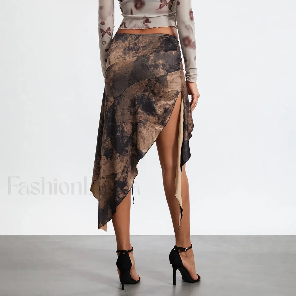 Split Tie-Up Midi Ruffle Skirt