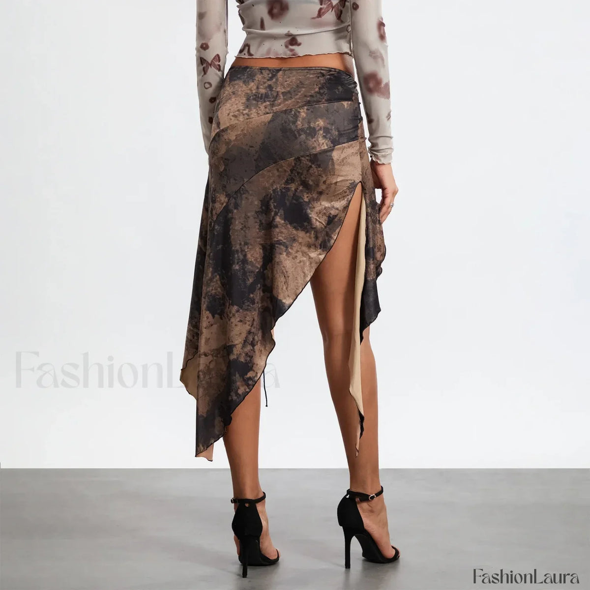 Split Tie-Up Midi Ruffle Skirt