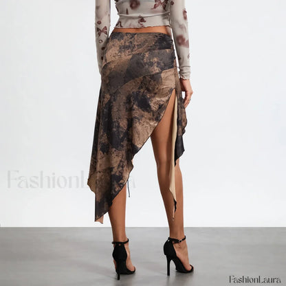 Split Tie-Up Midi Ruffle Skirt