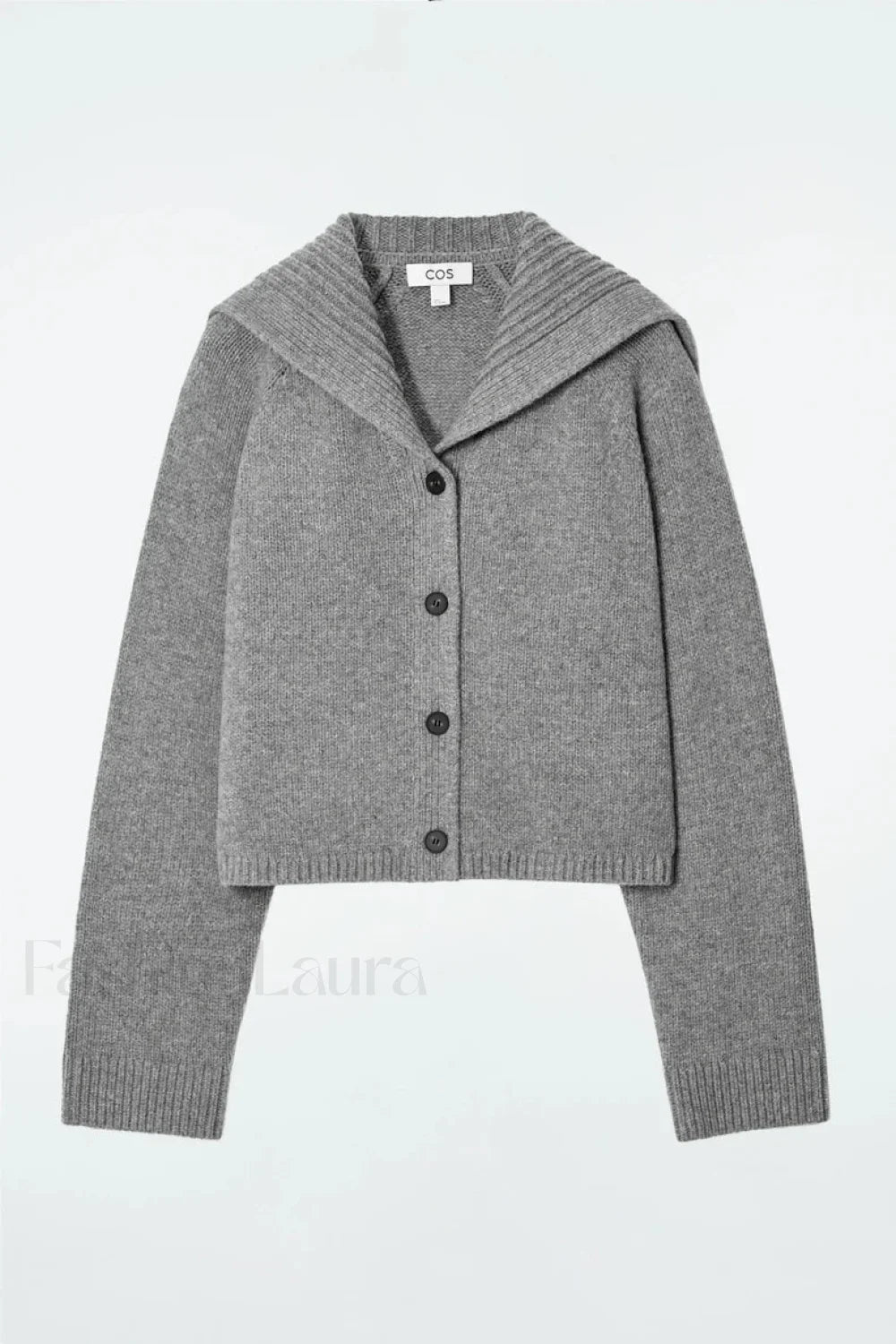 Spring Gray Crew-neck Knit Cardigan