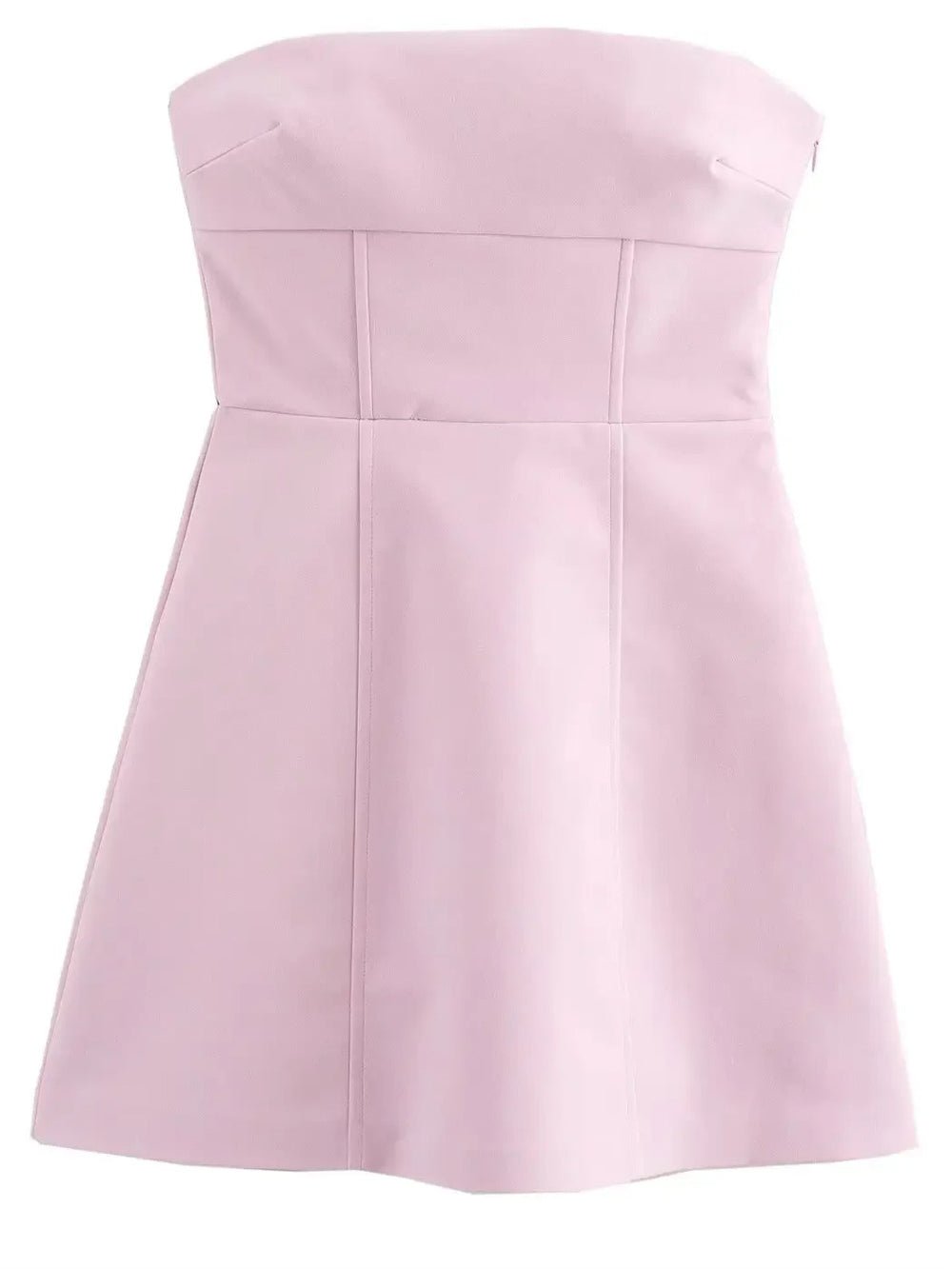 Pink Strapless Large Bow Front Princess Seam A-Line Mini Dress