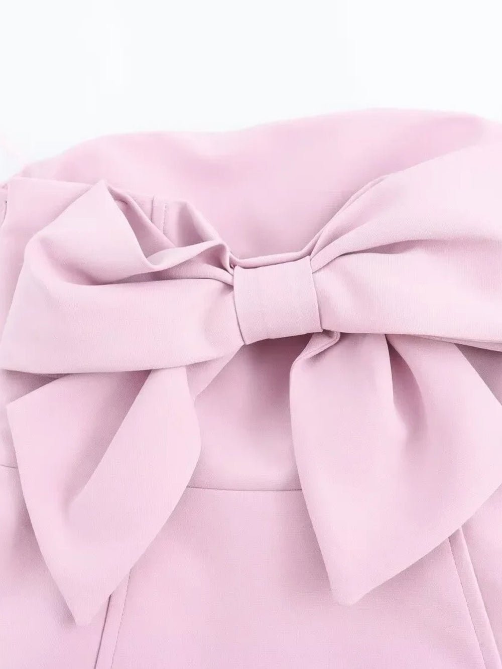 Pink Strapless Large Bow Front Princess Seam A-Line Mini Dress