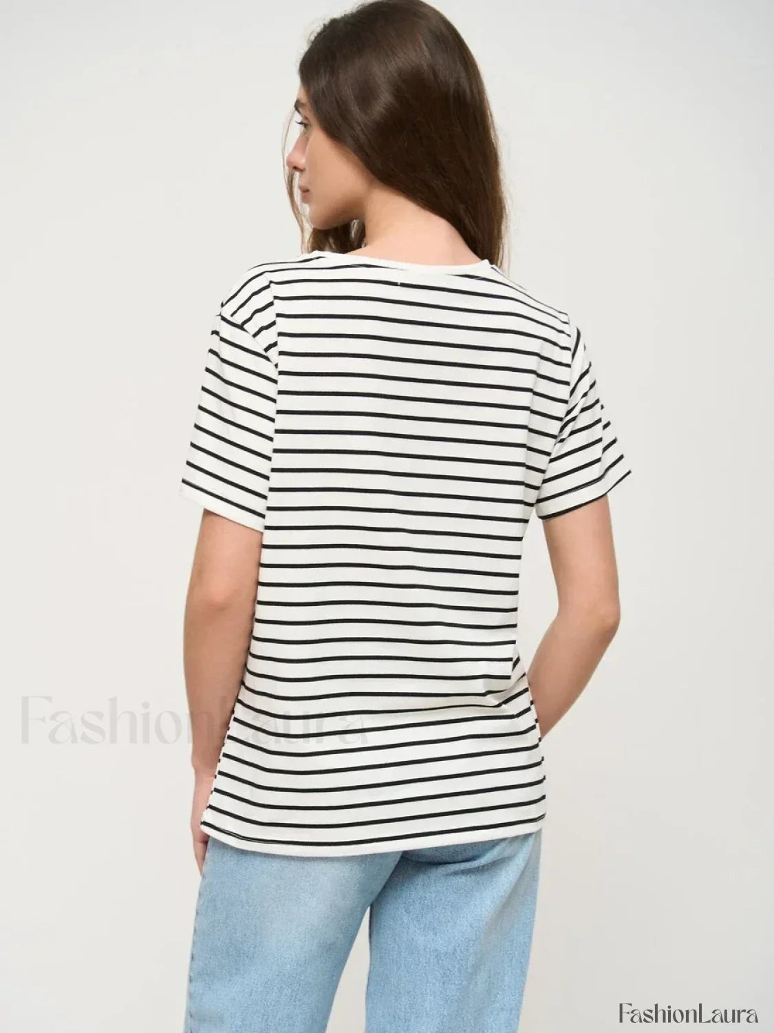Striped Cotton Knitted Casual T-Shirt