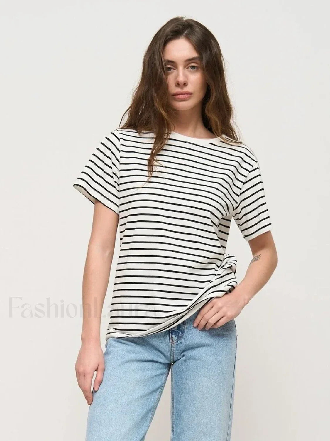 Striped Cotton Knitted Casual T-Shirt