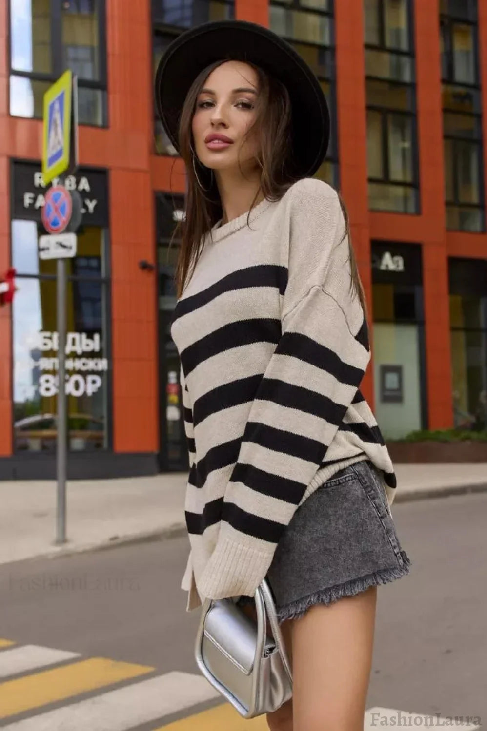 Striped Loose Knit Pullover Sweater