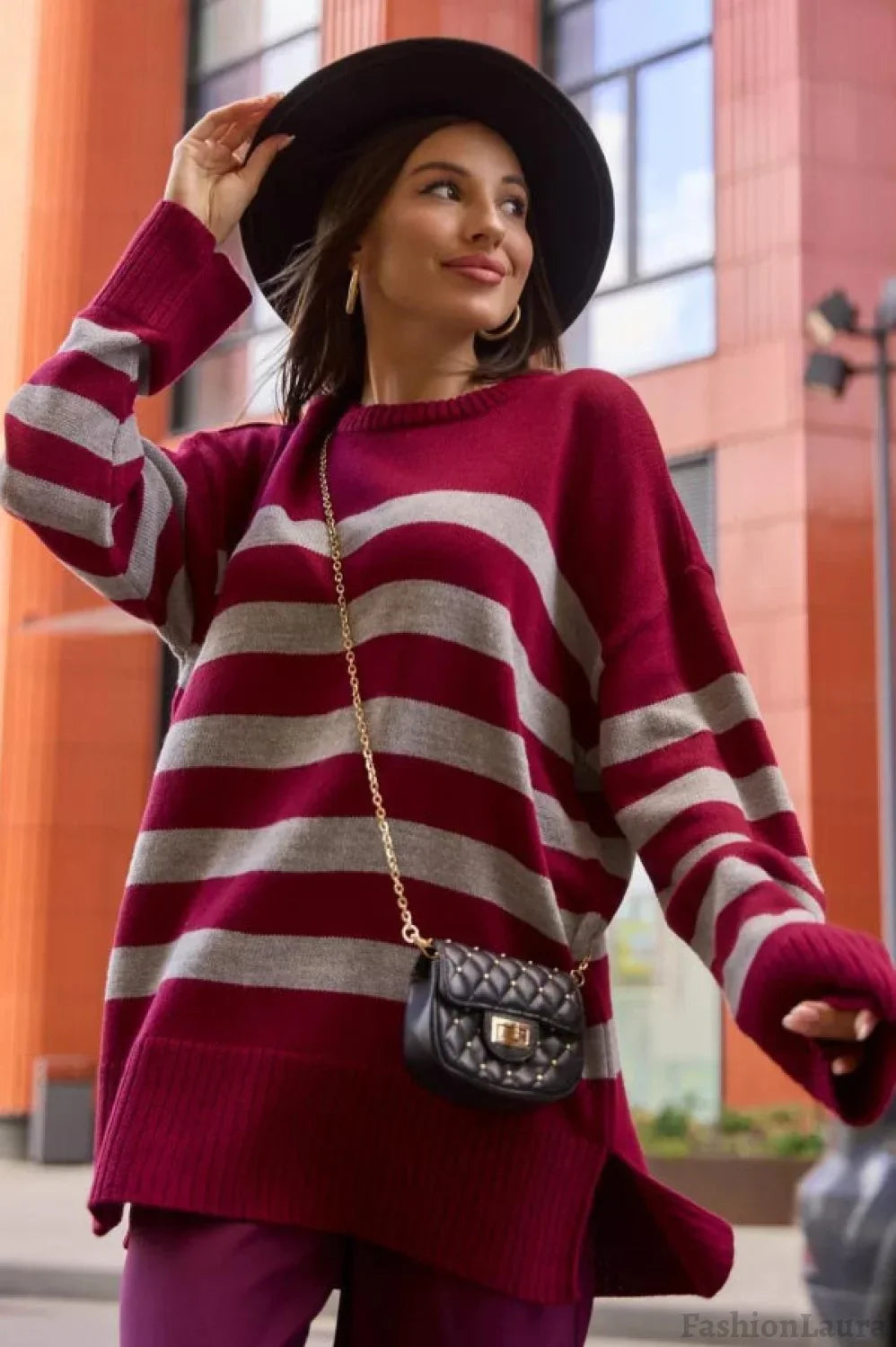 Striped Loose Knit Pullover Sweater