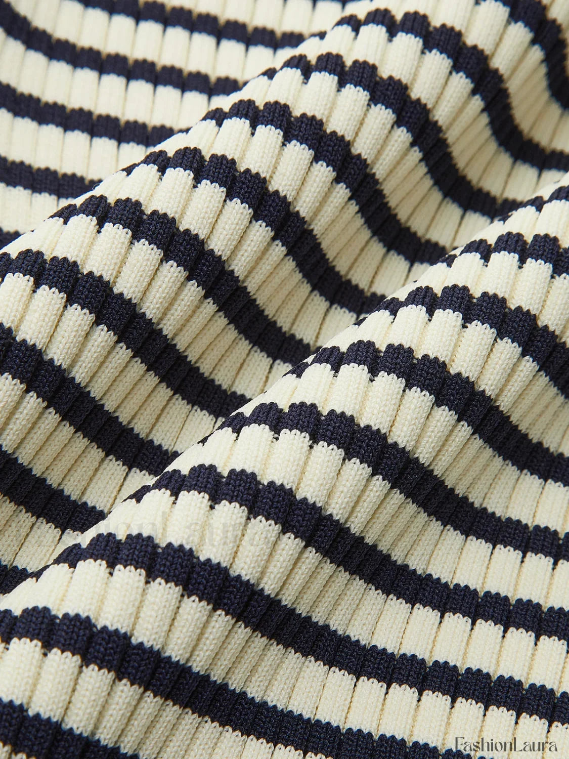 Striped Ruffle-Sleeve Knit Top