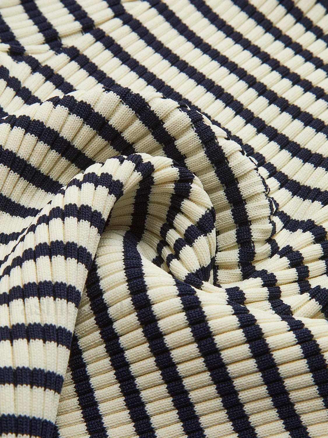 Striped Ruffle-Sleeve Knit Top