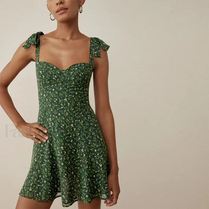 Sweetheart Spaghetti Floral Dress
