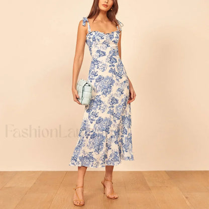 Sweetheart Tie-Strap Floral Dress