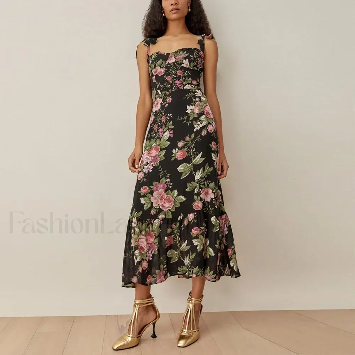 Sweetheart Tie-Strap Floral Dress