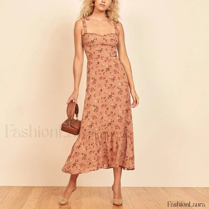 Sweetheart Tie-Strap Floral Dress