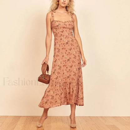 Sweetheart Tie-Strap Floral Dress