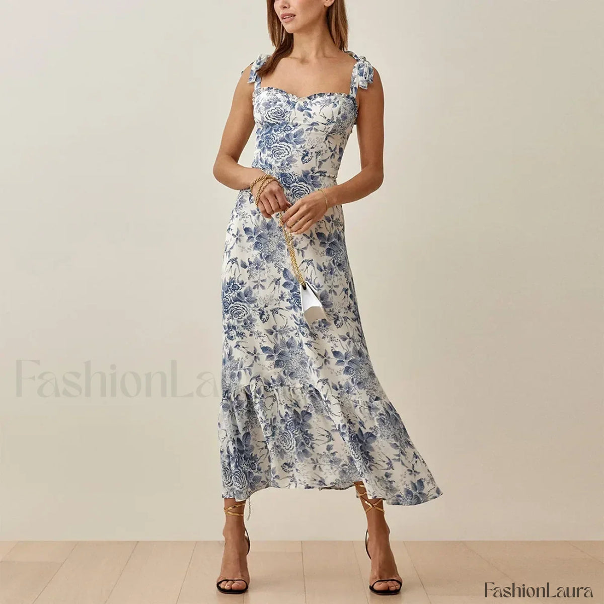 Sweetheart Tie-Strap Floral Dress