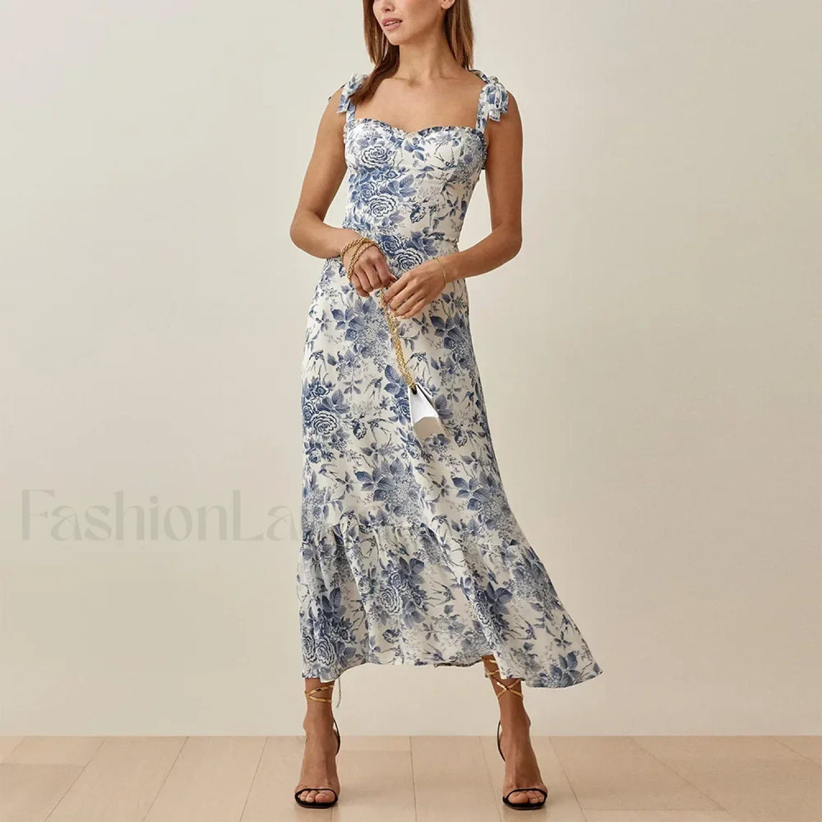 Sweetheart Tie-Strap Floral Dress