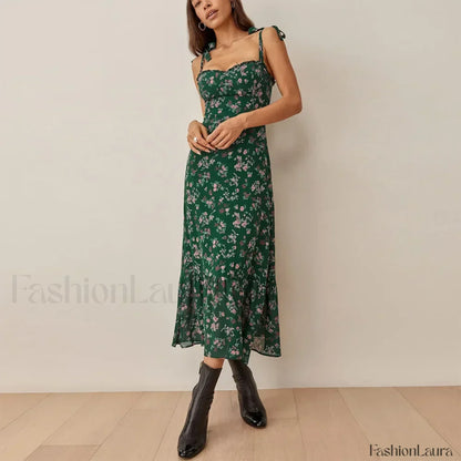 Sweetheart Tie-Strap Floral Dress