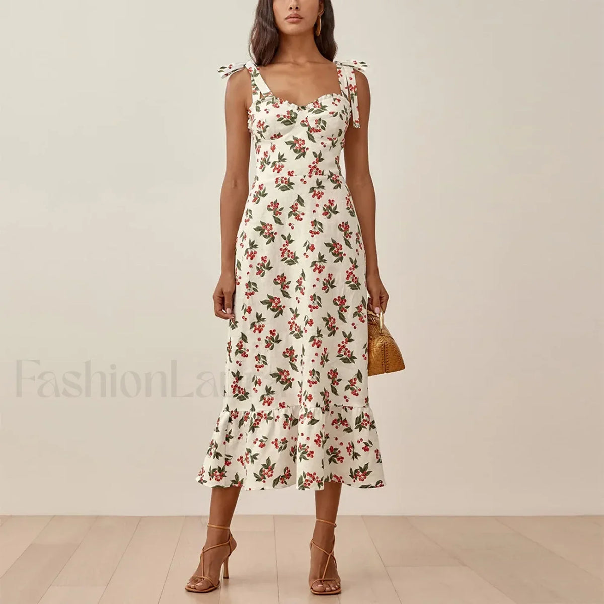 Sweetheart Tie-Strap Floral Dress