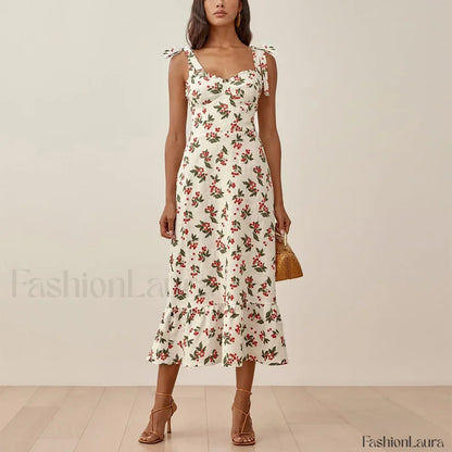 Sweetheart Tie-Strap Floral Dress