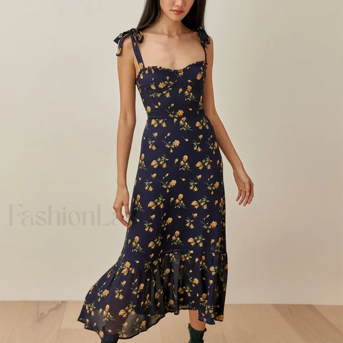 Sweetheart Tie-Strap Floral Dress