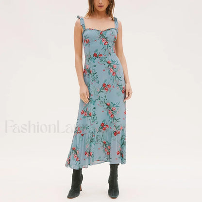 Sweetheart Tie-Strap Floral Dress
