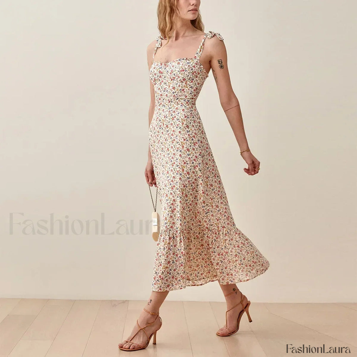 Sweetheart Tie-Strap Floral Dress
