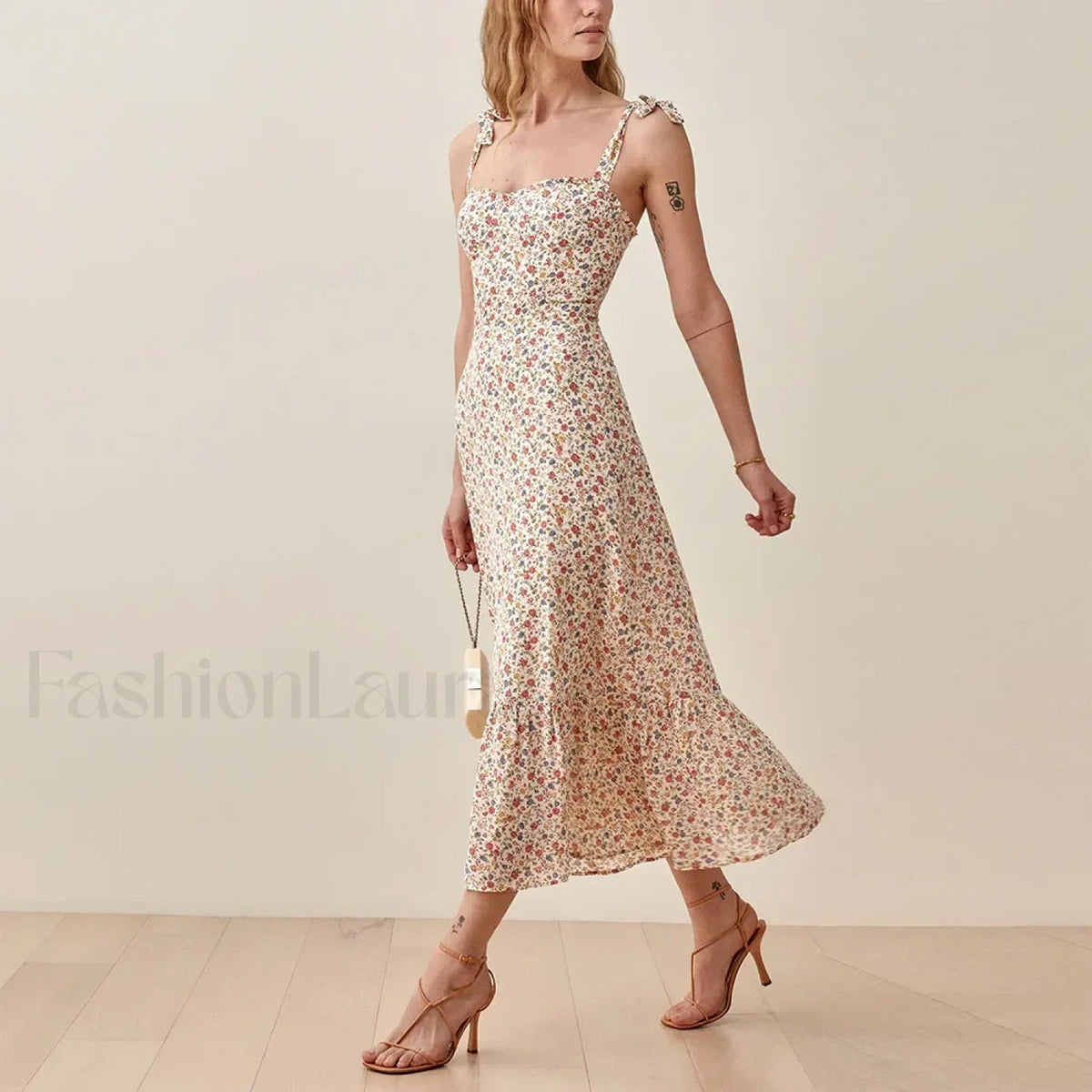 Sweetheart Tie-Strap Floral Dress