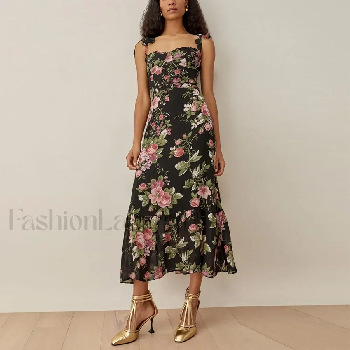 Sweetheart Tie-Strap Floral Dress