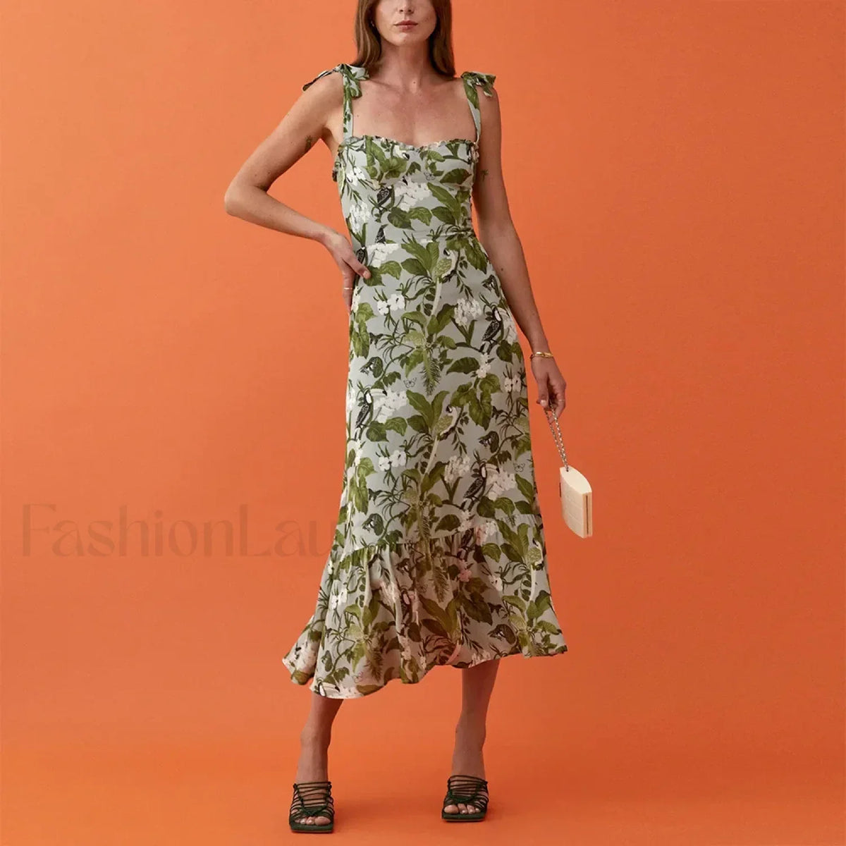Sweetheart Tie-Strap Floral Dress