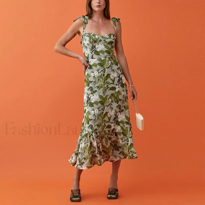Sweetheart Tie-Strap Floral Dress
