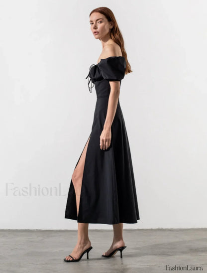 Tallulah White Puff Charming Sleeve Midi Dress