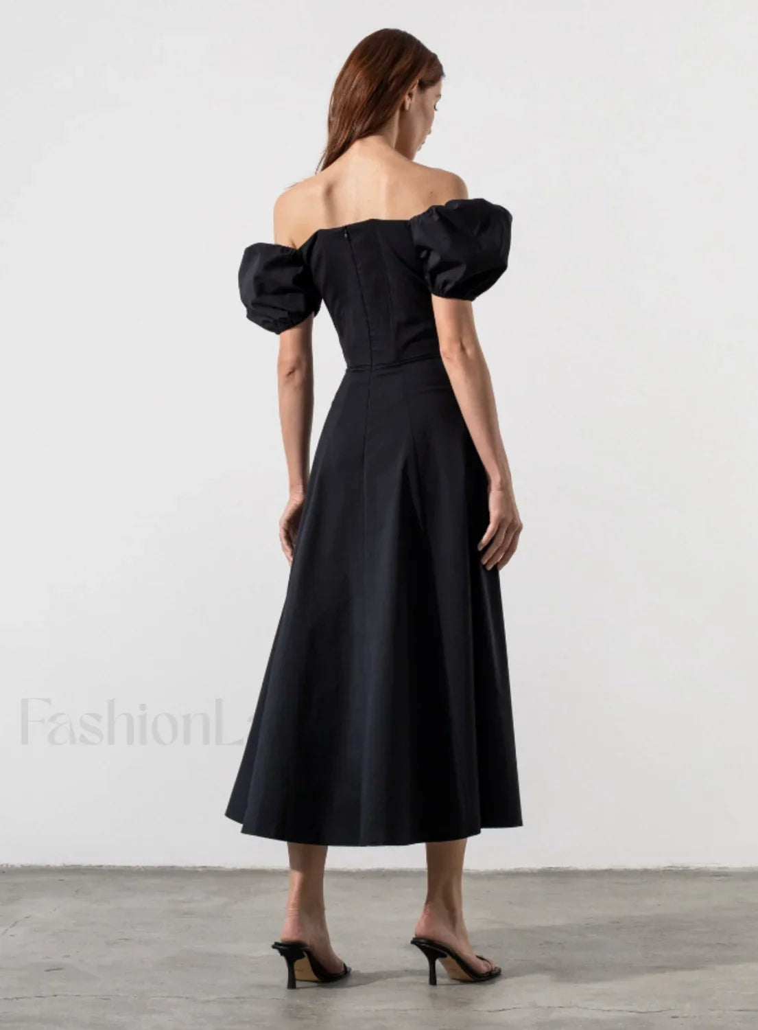 Tallulah White Puff Charming Sleeve Midi Dress