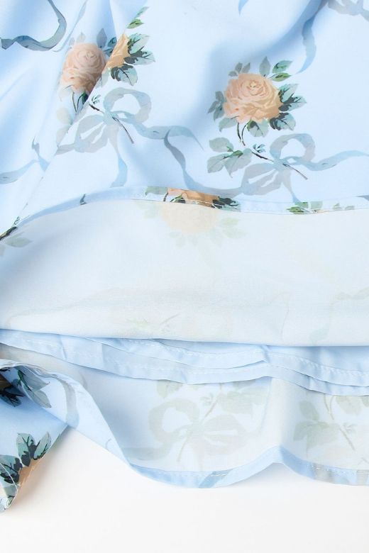Sky Blue Spaghetti Strap Corset Bustier Basque Waist Gathered Midi Dress