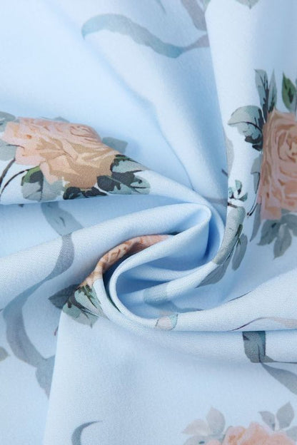 Sky Blue Spaghetti Strap Corset Bustier Basque Waist Gathered Midi Dress