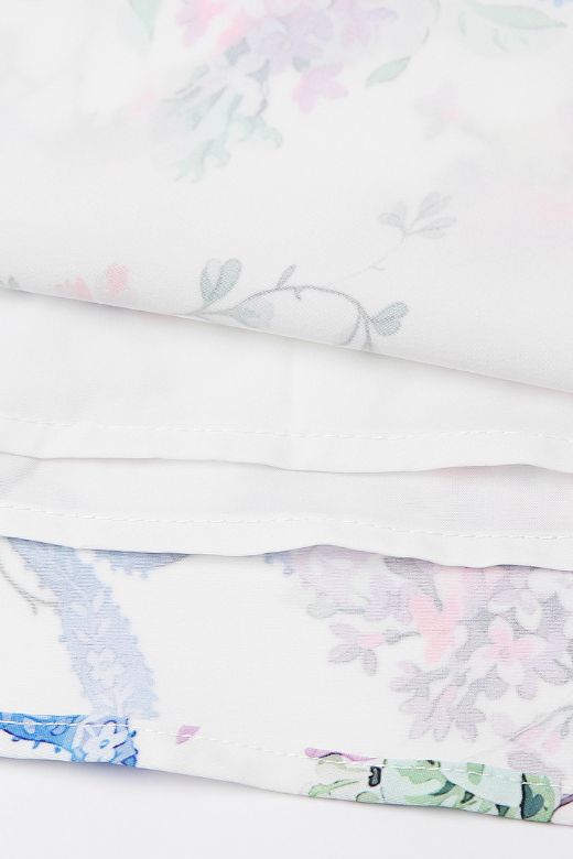 White Floral Spaghetti Strap Corset Bustier Basque Waist Gathered Midi Dress