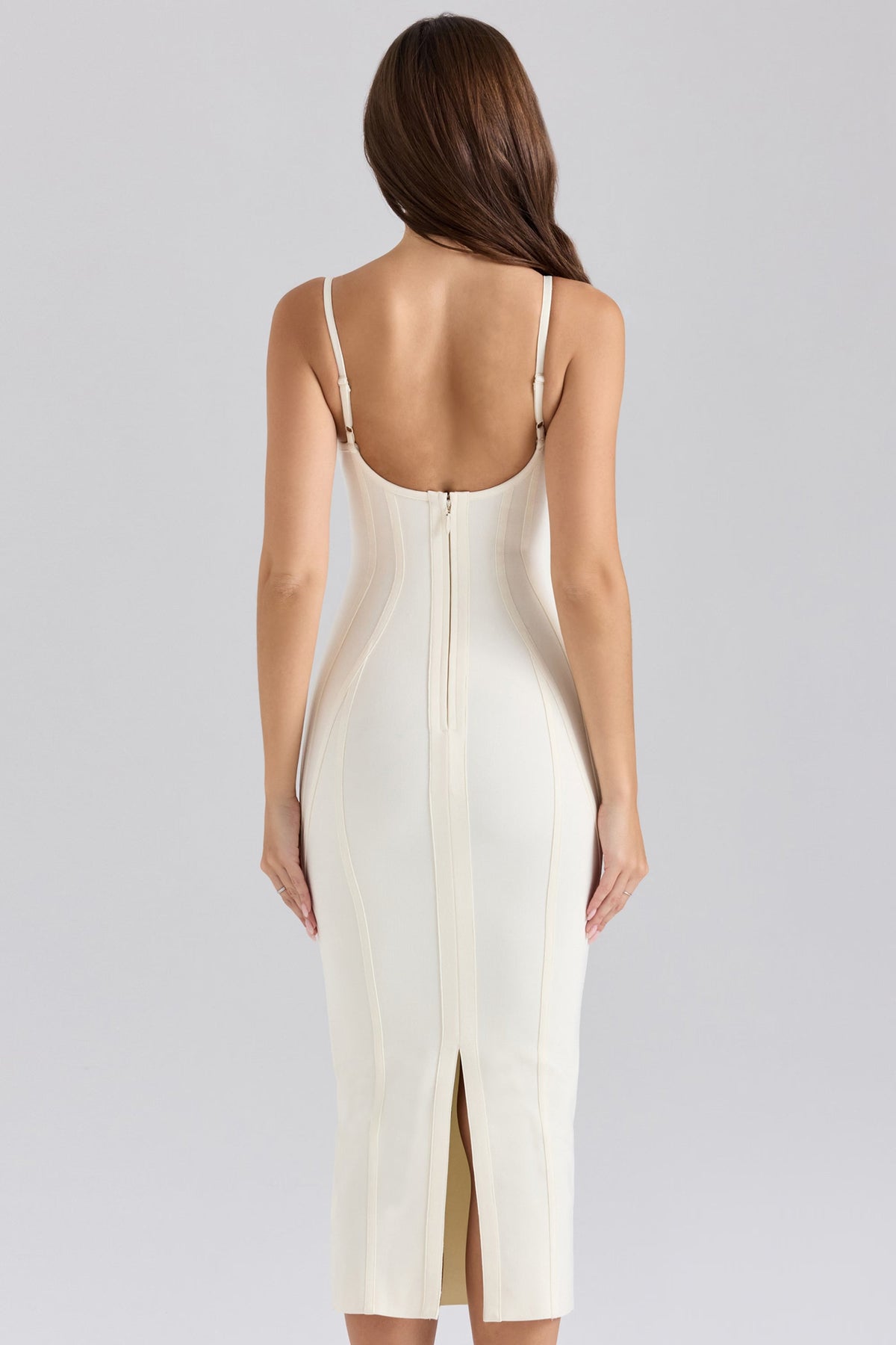 Bandage Spaghetti Strap Scoop Neck Contour Seam Mini Dress