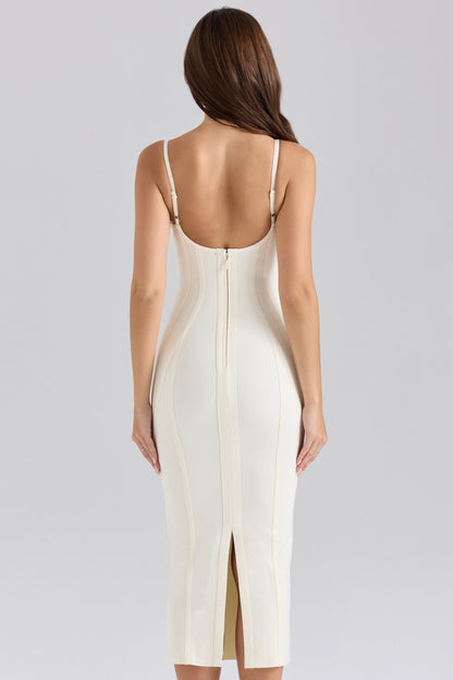 Bandage Spaghetti Strap Scoop Neck Contour Seam Mini Dress